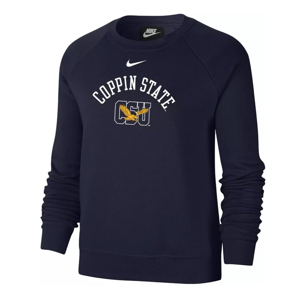 Women's Nike Coppin State Medium Sweatshirt Eagles Blue Varsity Logo Crew Neck